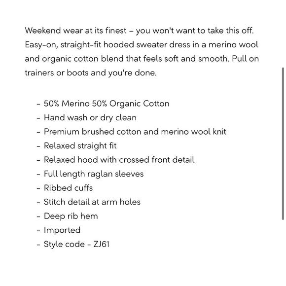 Wrap London Dark Moss Wool & Organic Hooded Dress Size 10 - Picture 6 of 6